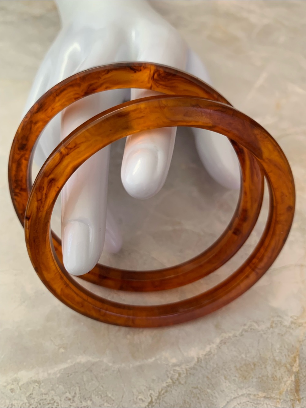 Bakelite Vintage Bangle Bracelets Root Beer Set of 2 Size 8 1970s Style